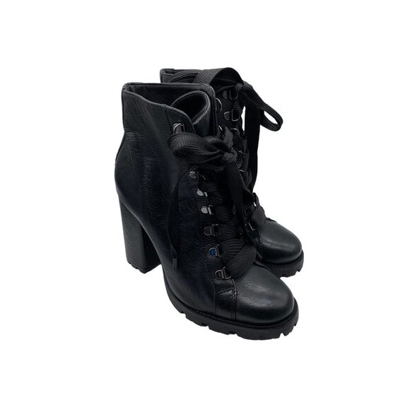 SCHUTZ ZHARA LACE UP COMBAT LEATHER HEEL BOOT SIZE 7 B